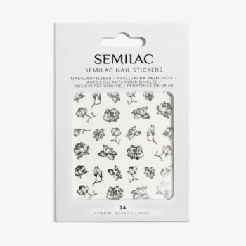SEMILAC NAILS STICKERS 14 SILVER FLOWERS